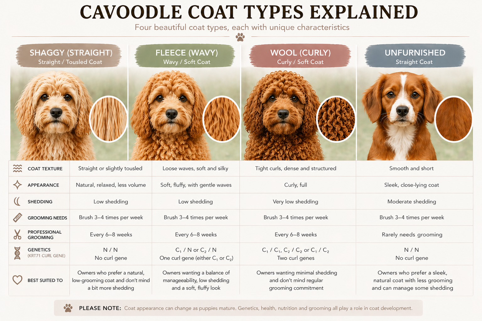 cavoodle coat types explained
