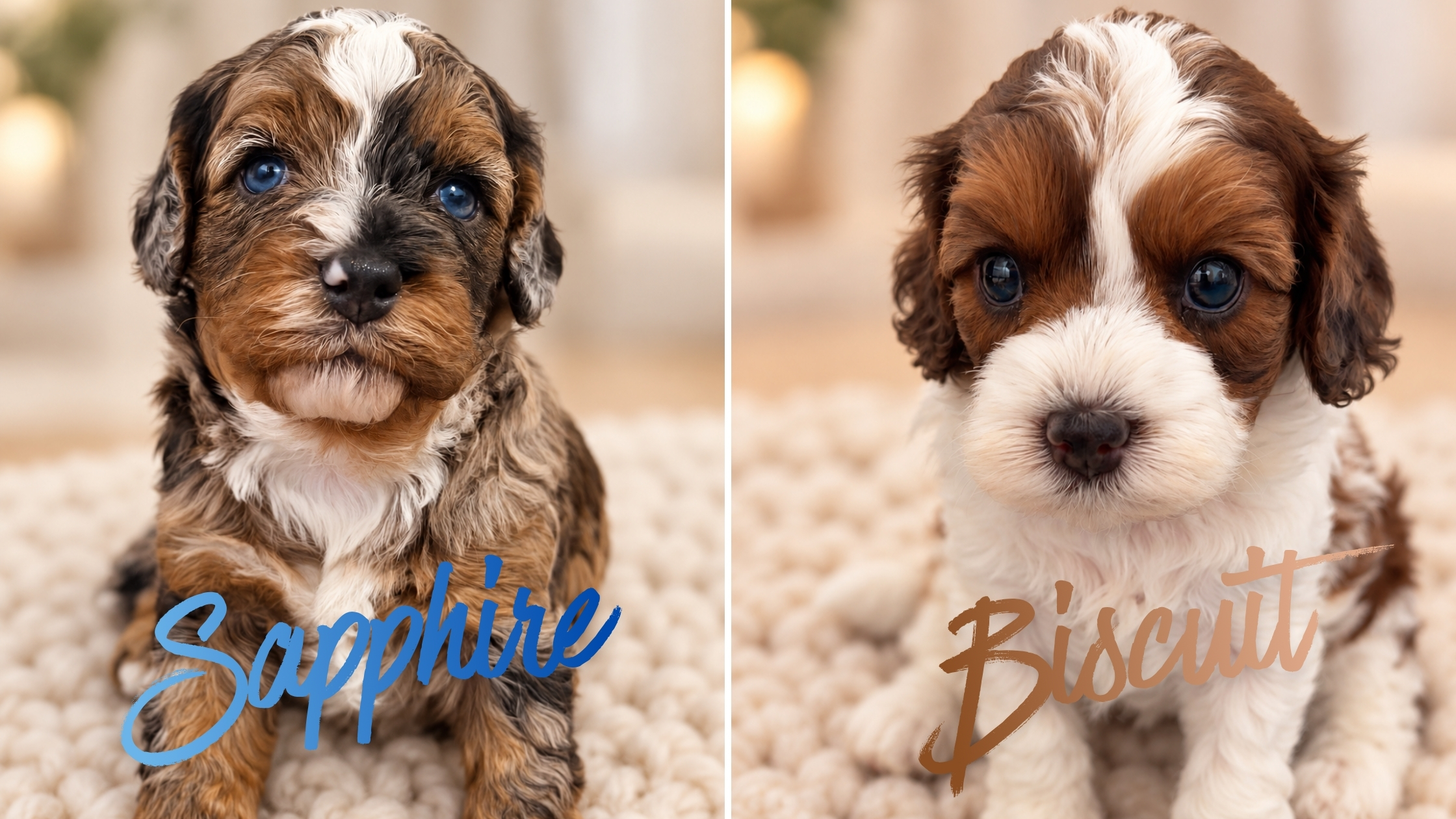 Sapphire and Biscuit, Harley & Co Cavoodle guardian puppies in Brisbane